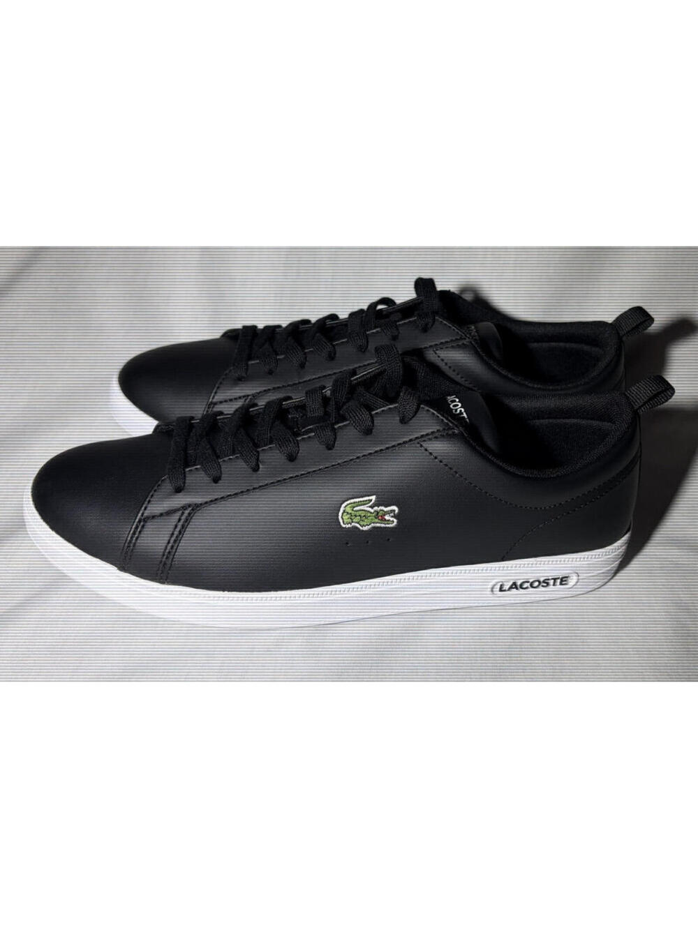Lacoste Court Base 224 1 SMA Men’s Black White Low Top Lace Up Sneakers 10.5